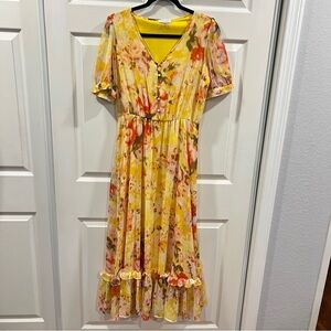 Calvin Klein Floral Yellow Maxi Dress